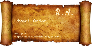 Udvari Andor névjegykártya